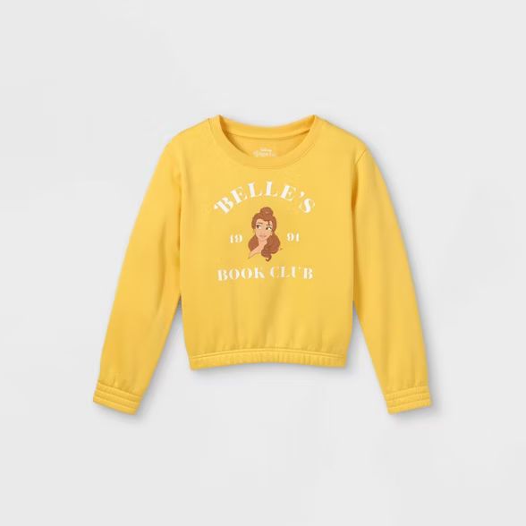 Girls' Disney Belle Pullover Sweatshirt - Yellow | Target