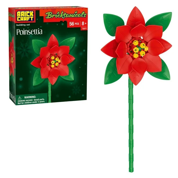 Brickcraft Bricktanicals Poinsettia Building Kit (56-Piece Set), Botanical Decoration, Holiday Co... | Walmart (US)