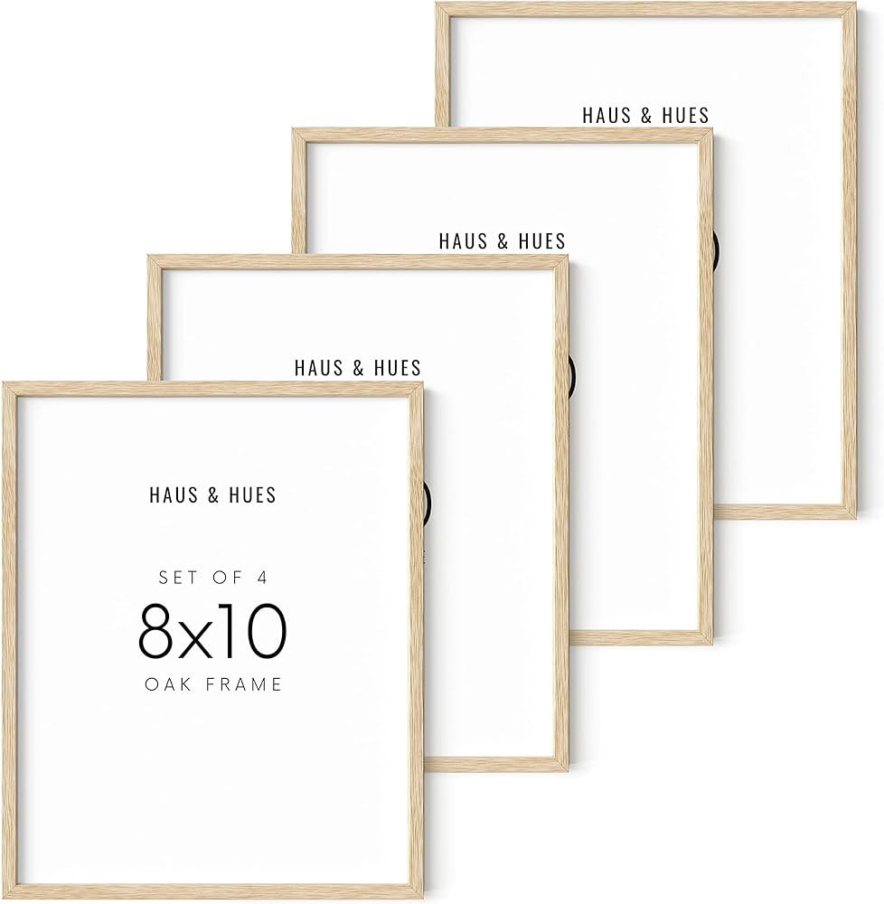 HAUS AND HUES 8"x10" Beige Oak Wood Picture Frame Set of 4-8x10 Wood Picture Frame, 8x10 Frames 4... | Amazon (US)