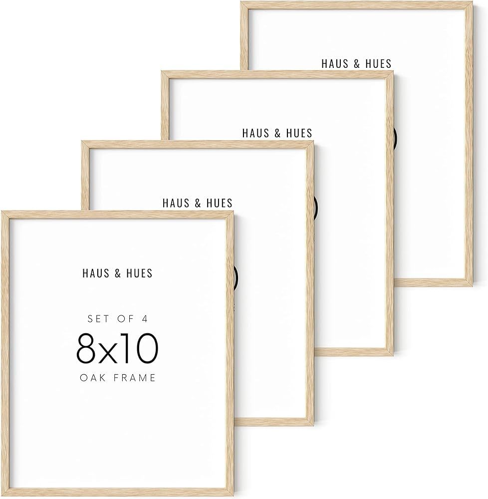 HAUS AND HUES 8"x10" Beige Oak Wood Picture Frame Set of 4-8x10 Wood Picture Frame, 8x10 Frames 4... | Amazon (US)