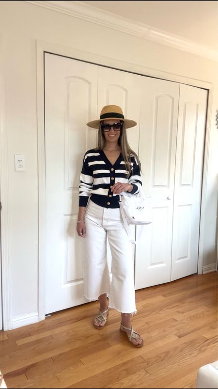 Navy striped cardigan is sz S
Great nautical look ⚓️

Nude flat sandals are true to size and Amazon find!

My hat is the one i’m wearing for a three years in a row 😊 It’s that good!



#LTKstyletip #LTKsalealert #LTKtravel