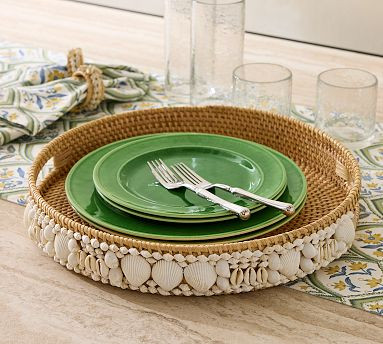 Tava Shell Handwoven Serving tray | Pottery Barn (US)