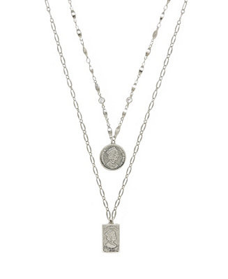 ETTIKA Medallions of Mine Layered Rhodium Plated Coin Women's Necklace Set - Macy's | Macy's