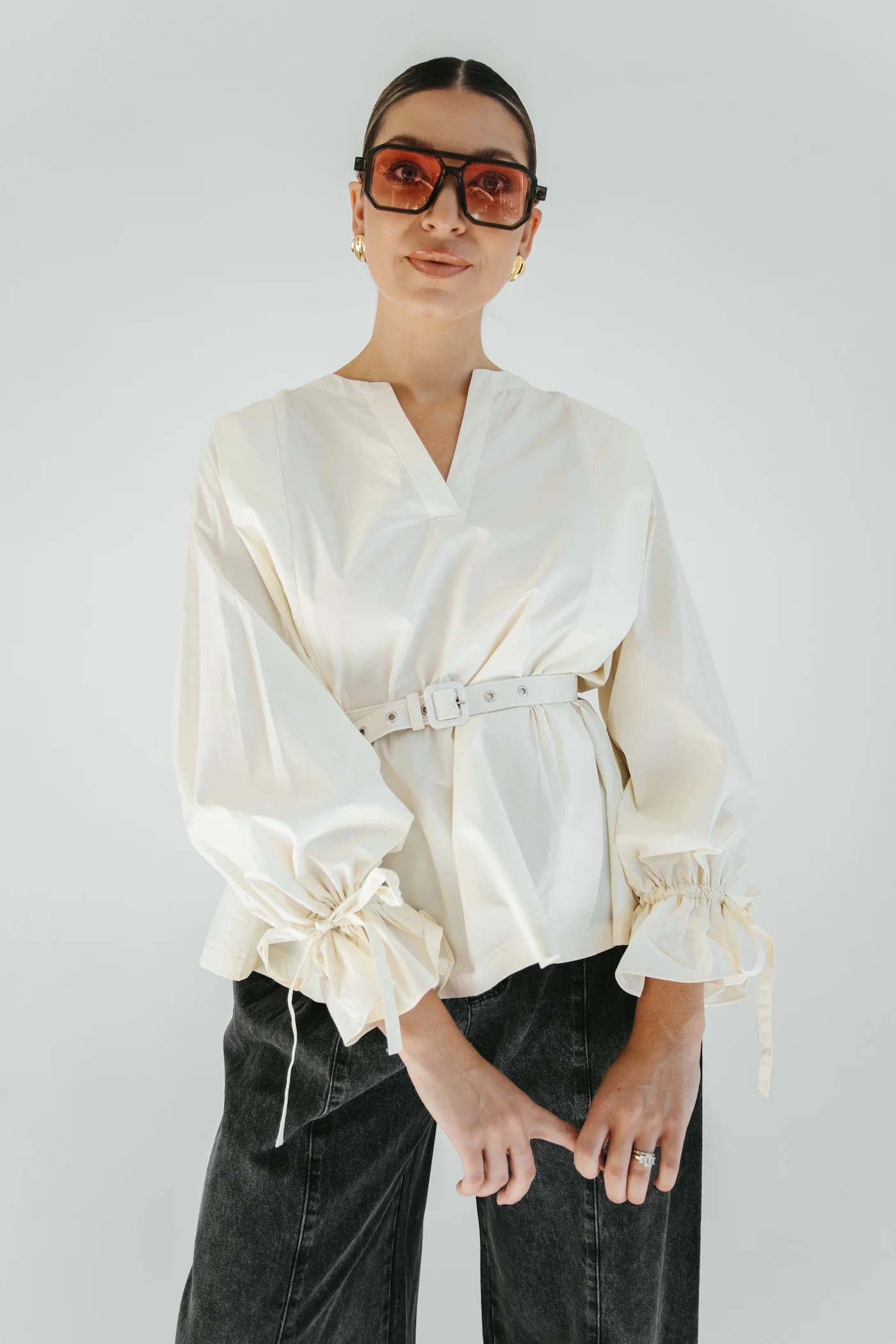 Cosette Pleated Blouse - Cream | THELIFESTYLEDCO