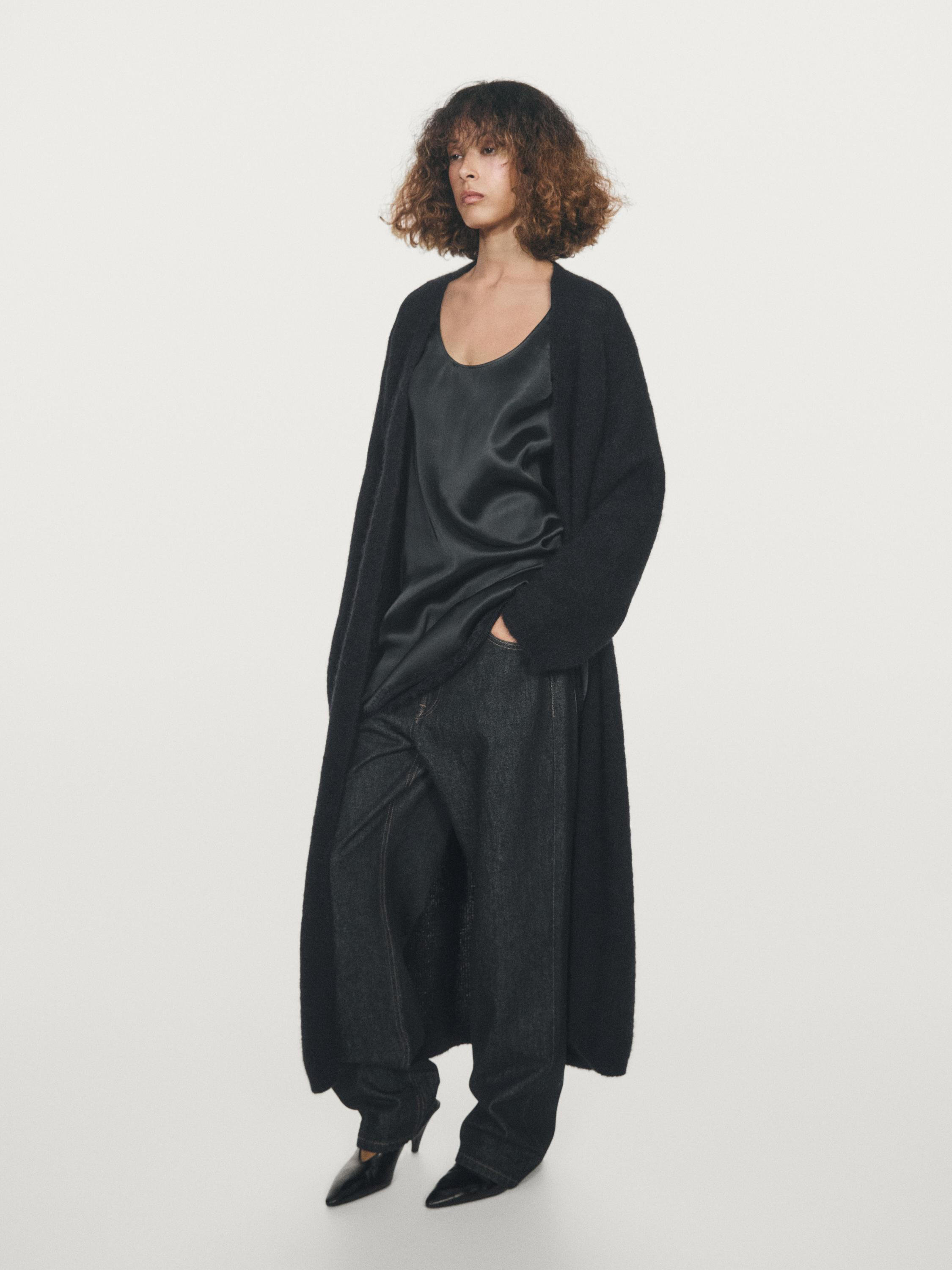 Long brushed alpaca blend cardigan | Massimo Dutti UK