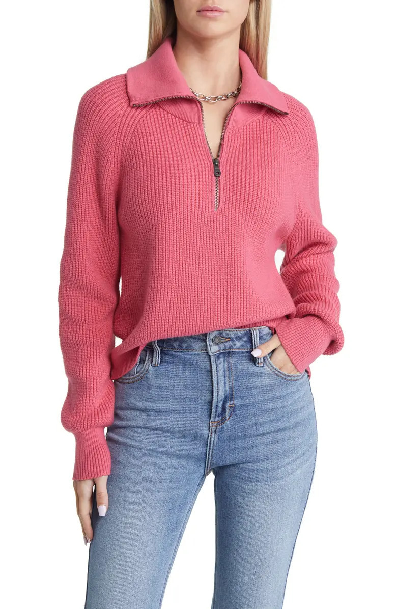 Half Zip Cotton Blend Rib Sweater | Nordstrom