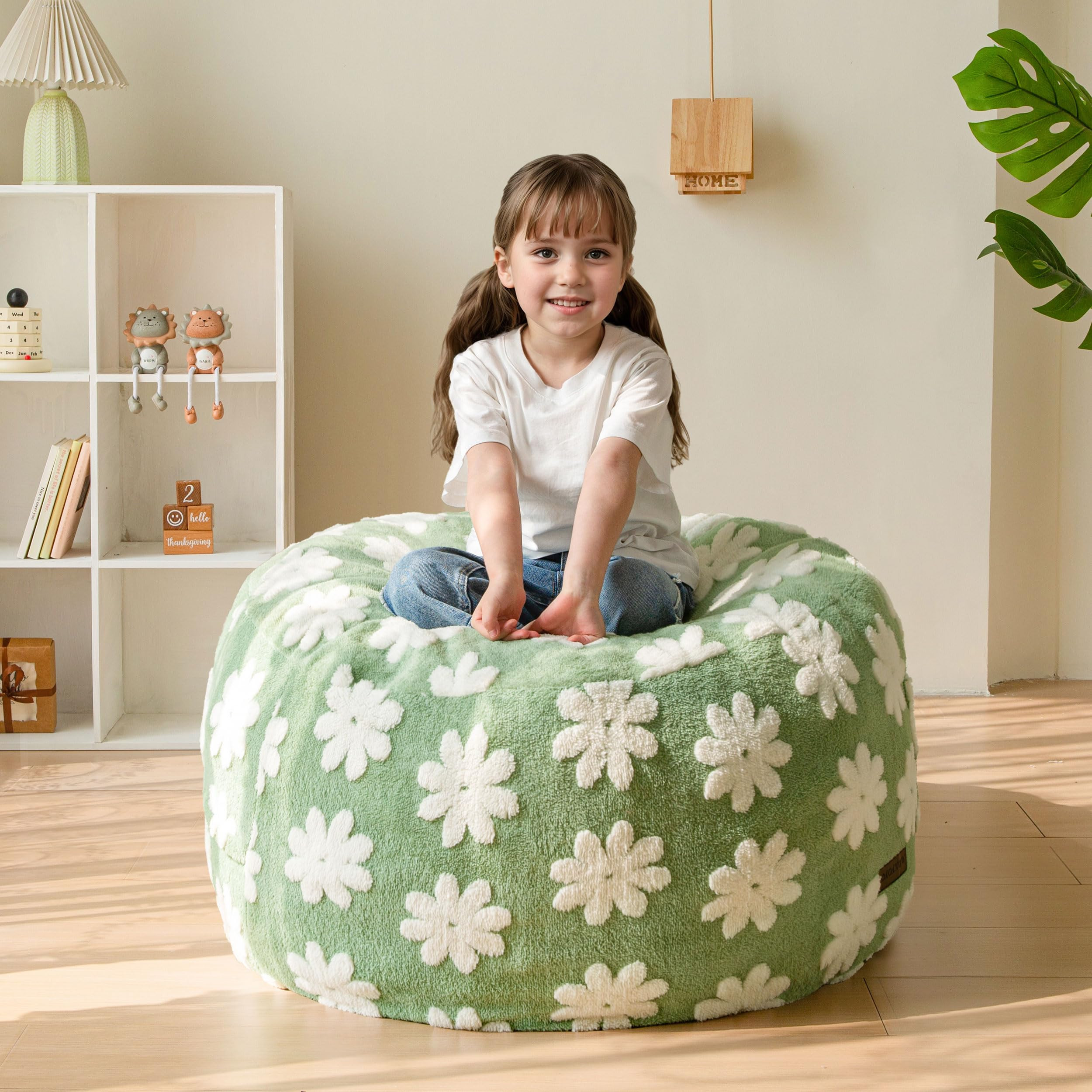 MAXYOYO Bean Bag Chair for Kids, Floral Pattern Lazy Chair with High-Density Foam Filling, Stuffe... | Amazon (US)