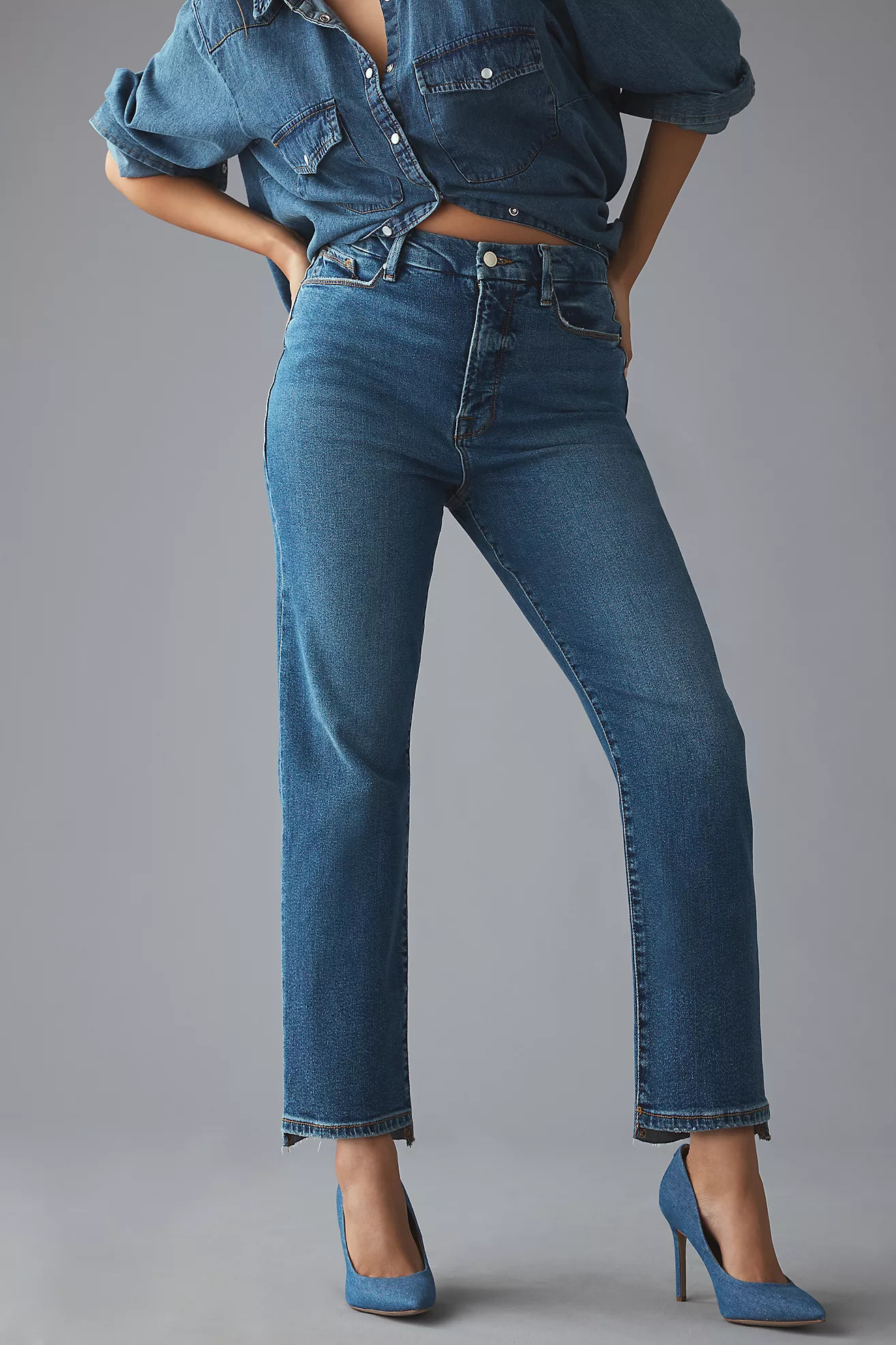 Good American Good Boy High-Rise Cropped Straight Jeans | Anthropologie (US)