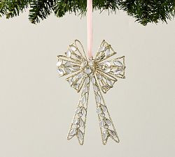LoveShackFancy Silver Glitter Cage Bow Ornament | Pottery Barn (US)