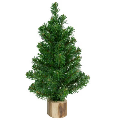 Northlight 12.25" Alpine Slim Artificial Christmas Tree with Wood Base, Unlit | Target