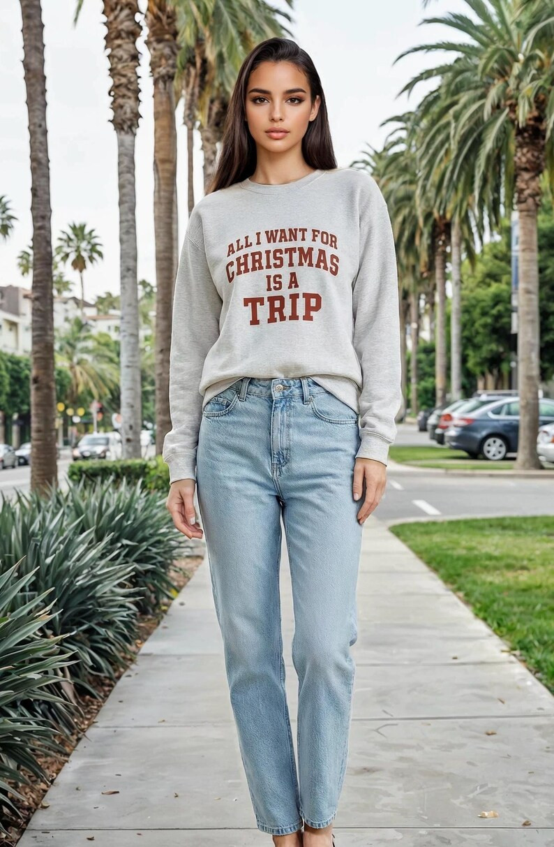 All I Want for Christmas is A Trip Ash Grey Sweatshirt | Christmas Travel Shirt - Etsy | Etsy (US)