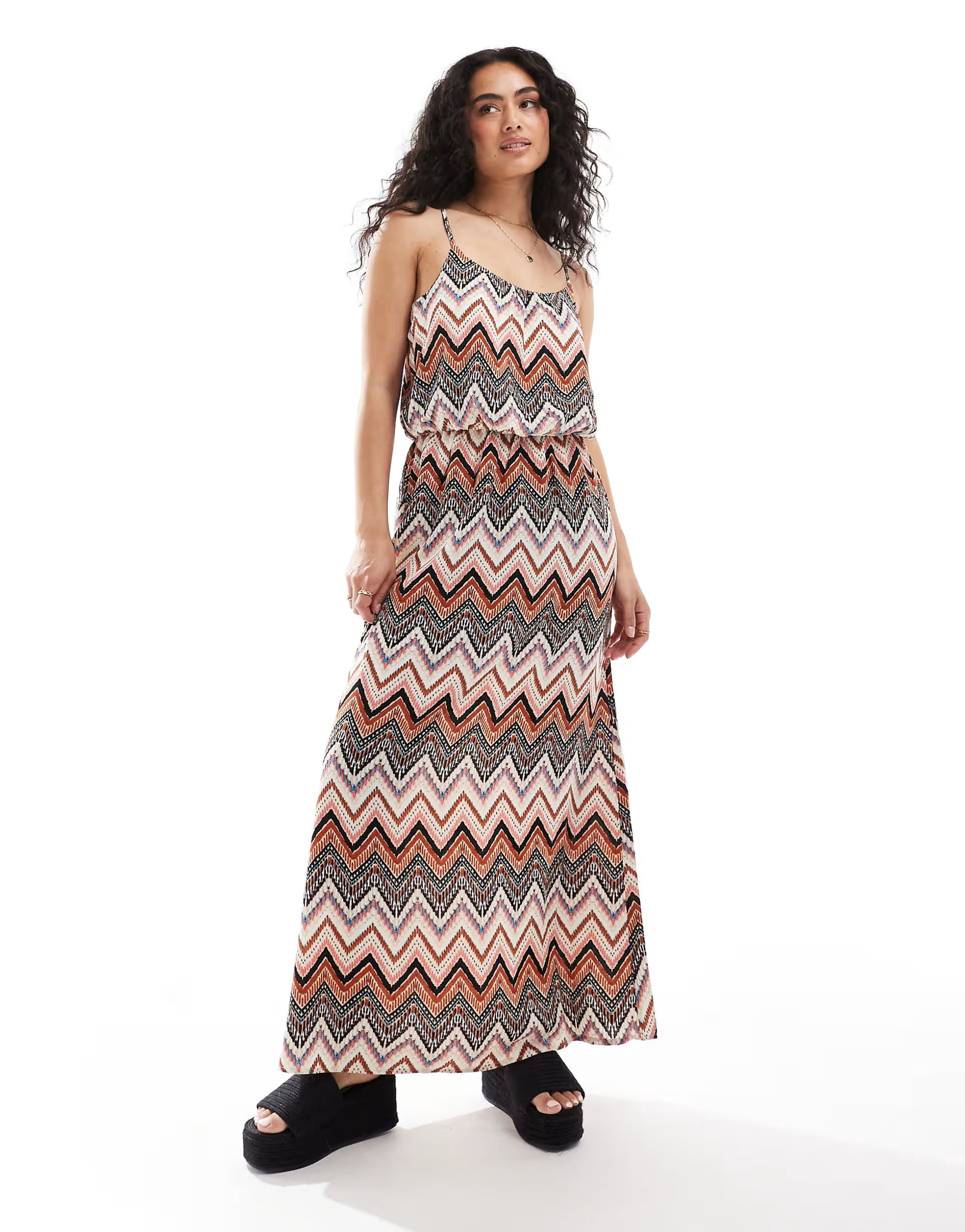 ONLY strappy maxi printed dress in orange  | ASOS | ASOS (Global)