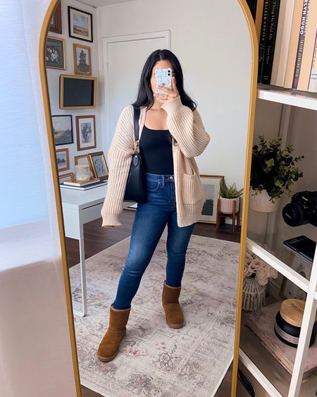 Ways To Style a Black Long Sleeve Bodysuit: Outfit 4

Get 15% off SHEIN items with code Q3YGJESS

🏷️: amazon fashion, black long sleeve square neck bodysuit, skims dupe bodysuit, madewell high rise skinny jeans, dark wash denim, brown ugg boots dupe, oversized beige knit cardigan, coach shoulder bag, oversized shoulder bag, black shoulder bag, casual fall outfit, fall outfit with black bodysuit, casual fall style, casual cozy outfit, comfy style, cozy style, comfy fall outfit 



#LTKstyletip #LTKxMadewell