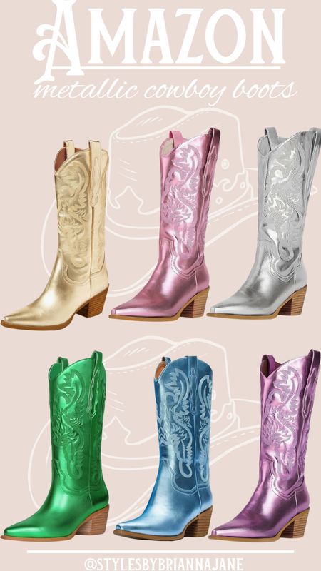Amazon metallic cowboy boots. 

#LTKStyleTip #LTKFindsUnder100 #LTKShoeCrush