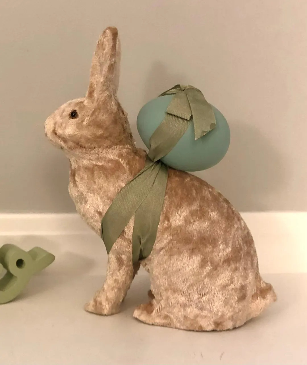 Bethany Lowe Bunny With Egg on Back, Antique Ribbon Folk Art, One of a Kind Designer Easter Decor... | Etsy (US)