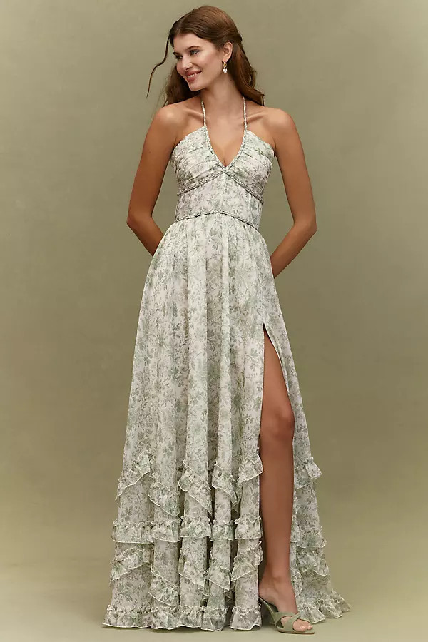 Scarlette Halter Embellished Corset Organza Maxi Dress | Anthropologie (US)