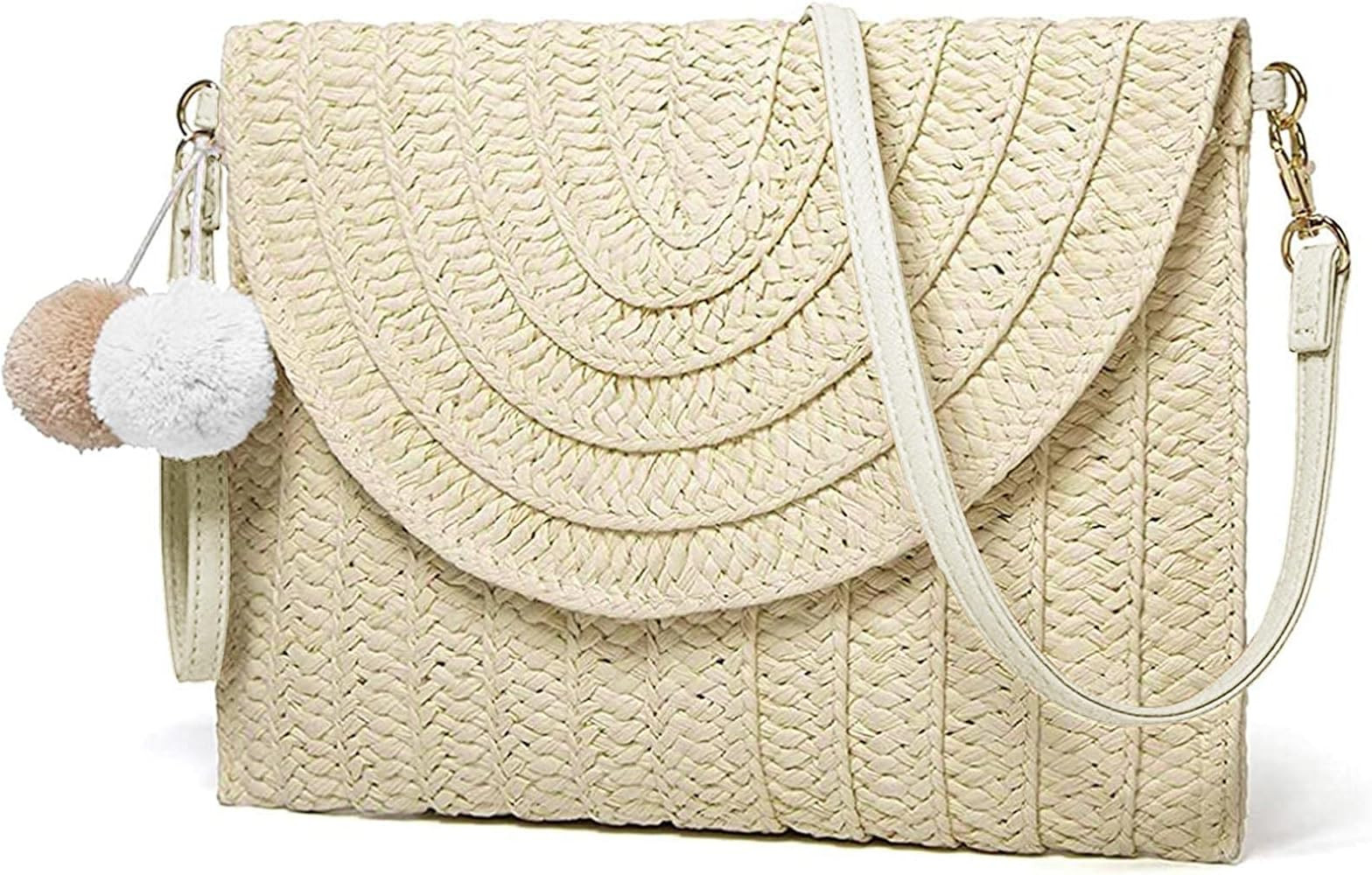 Raffia Woven Wicker Clutch Bag Straw Purse For Girls Summer Beach Crossbody Handbags | Amazon (US)