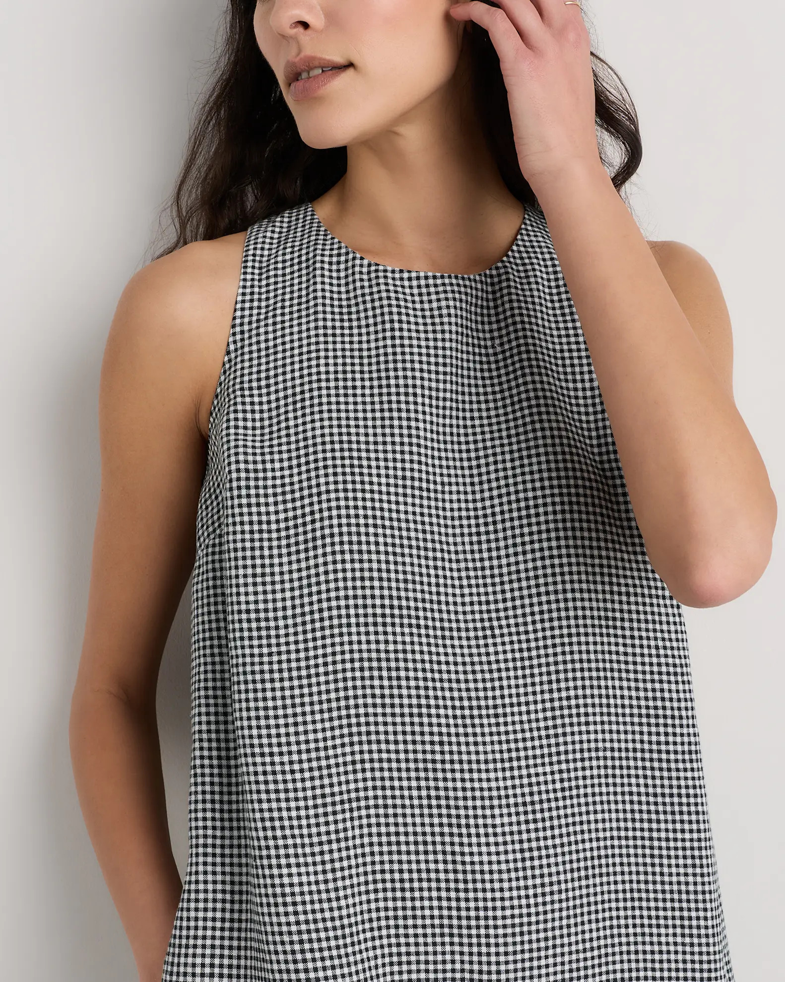 100% European Linen Tank Mini Dress in Classic Mini Gingham | Quince