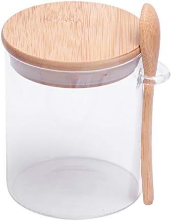 BESTONZON 420ml Condiment Spice Jars Glass Seasoning Container with Spoon Wood Lids Food Storage ... | Amazon (US)