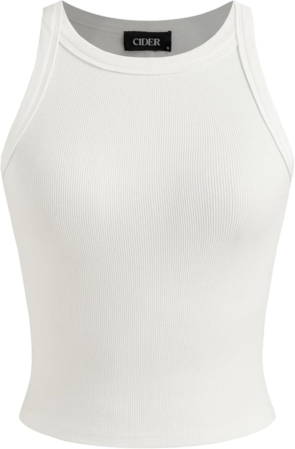 CIDER Womens Cotton Tank Tops Sleeveless Ribbed Basic Shirt Summer Crew Neck Racerback Shirts | Amazon (US)