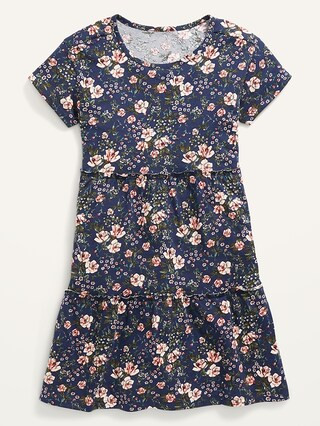 Tiered Printed Short-Sleeve Dress for Girls | Old Navy (US)