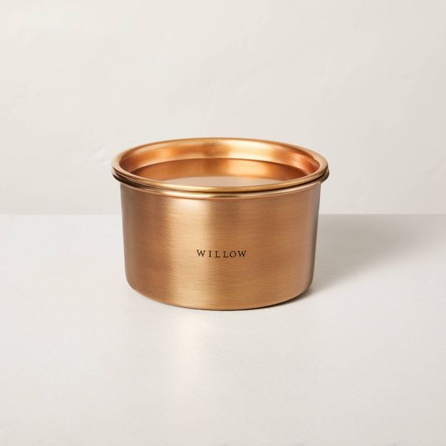 20oz Willow Lidded Metal Multi-Wick Candle Brass Finish - Hearth &#38; Hand&#8482; with Magnolia | Target