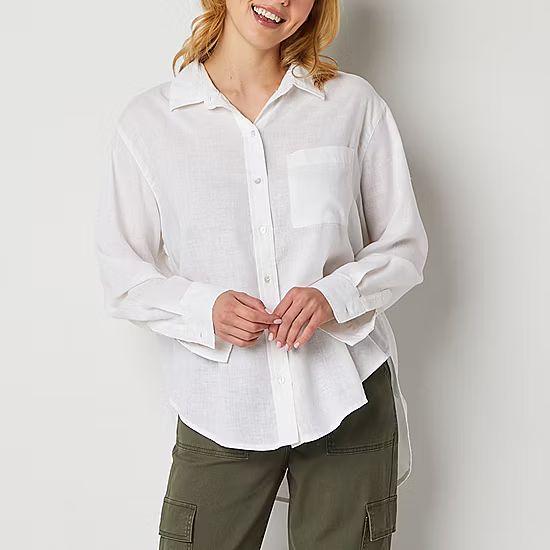 a.n.a Womens Long Sleeve Oversized Button-Down Shirt | JCPenney