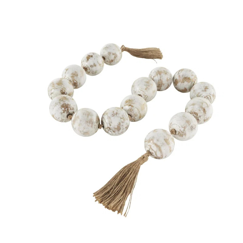 Cole And Grey Mango Wood Handmade Round Extra Long Orb Beaded Garland With Tassel With Knotted Ju... | Wayfair North America