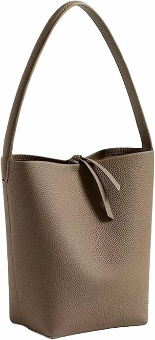 Genuine Leather Bucket Bag, Tote Bag, Hand Bag for Women. First Layer Pebble-grained Calfskin, Co... | Amazon (US)