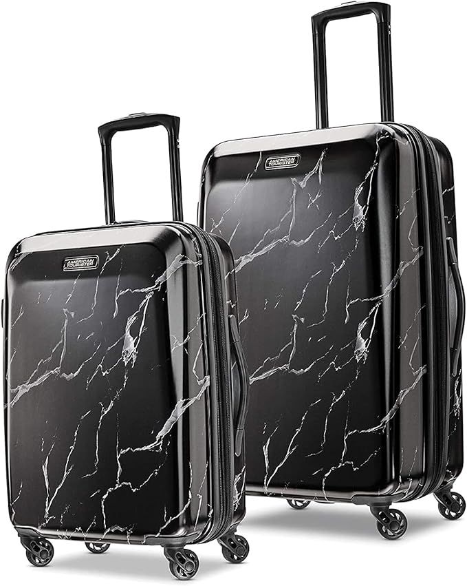 American Tourister Moonlight Hardside Expandable Luggage with Spinner Wheels, Black Marble, 2-Pie... | Amazon (US)