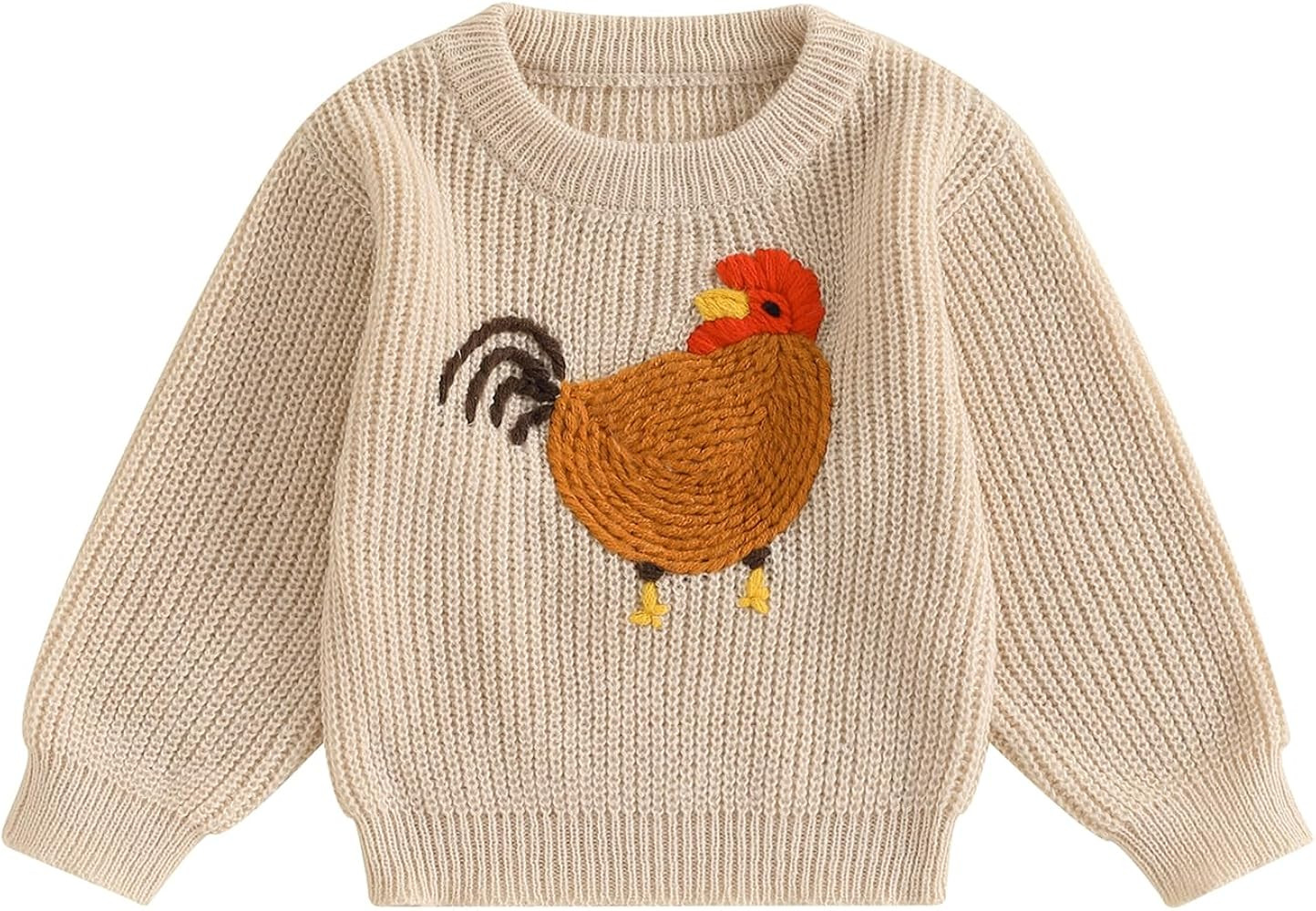 Toddler Baby Girl Boy Knit Sweater Rooster Embroidery Western Country Sweatshirt Oversized Tops F... | Amazon (US)