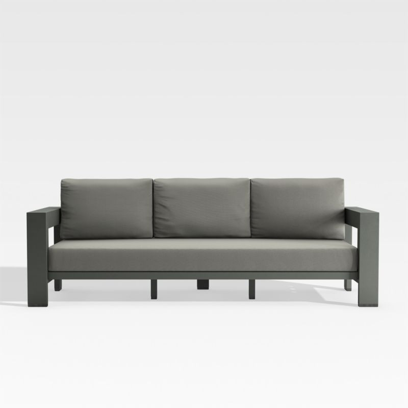 Walker Outdoor Metal Sofa with Graphite Sunbrella Cushions + Reviews | Crate & Barrel | Crate & Barrel
