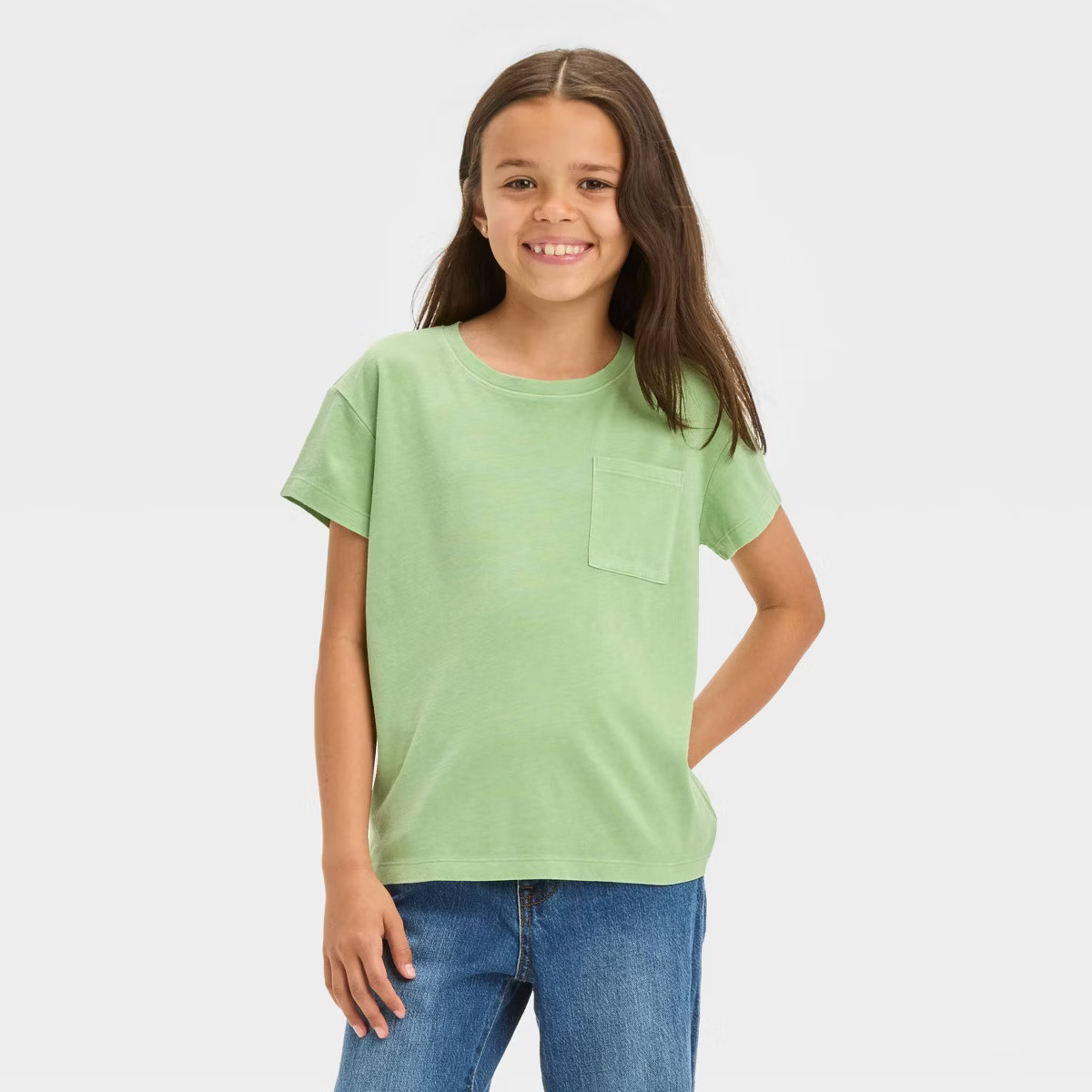 Girls' Short Sleeve Washed Pocket T-Shirt - Cat & Jack™ | Target
