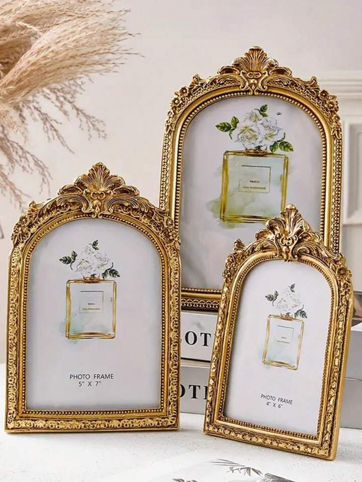 1pc European Vintage Golden Arch Lace Decorative Photo Frame, Suitable For Home Decor & Special O... | SHEIN