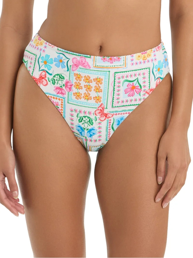 Jessica Simpson Women's Floral High Waisted Reversible Bikini Bottom, Sizes XS-2XL | Walmart (US)