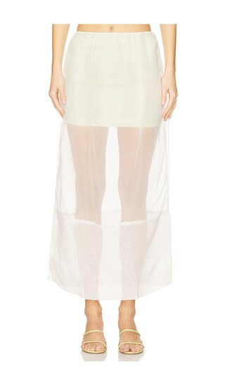 Pencil Sheer Maxi Skirt & Satin Mini in Pistachio | Revolve Clothing (Global)