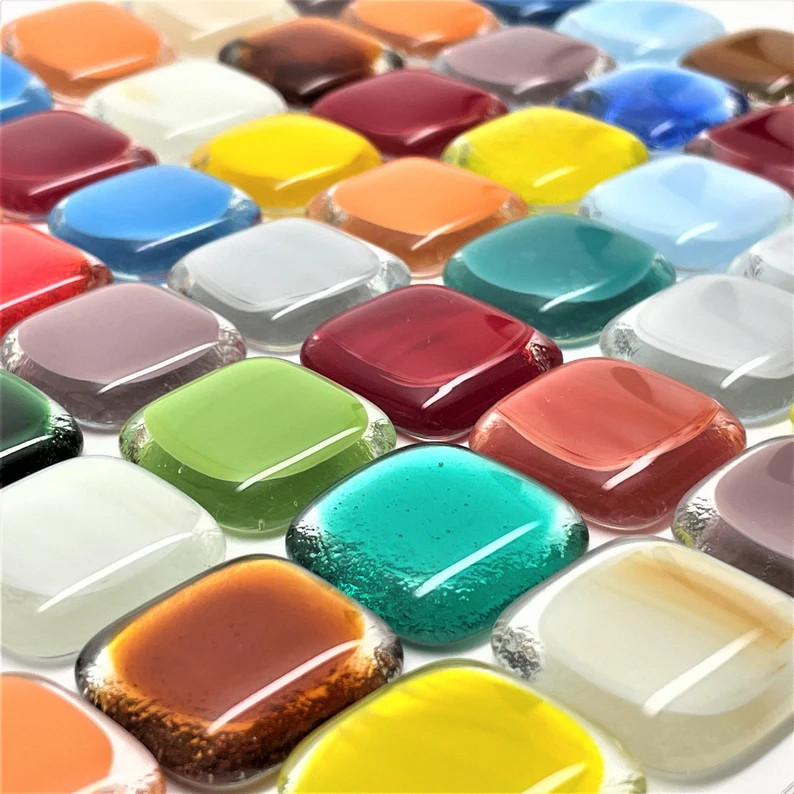 FUSED Stained Glass Tiles, Lg, 8pcs, CRYSTAL SPLASH, Assorted - Etsy | Etsy (US)