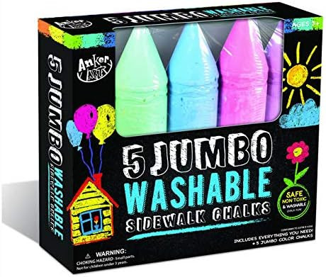 Anker Art Chalk: 5 Jumbo Washable Sidewalk Chalks | Amazon (US)