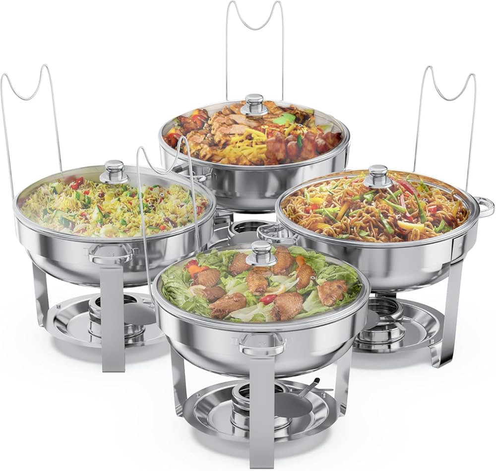 Alpha Living Chafing Dish Buffet Set of 4 – Complete Stainless Steel Chaffe Buffet Set with Gla... | Amazon (US)