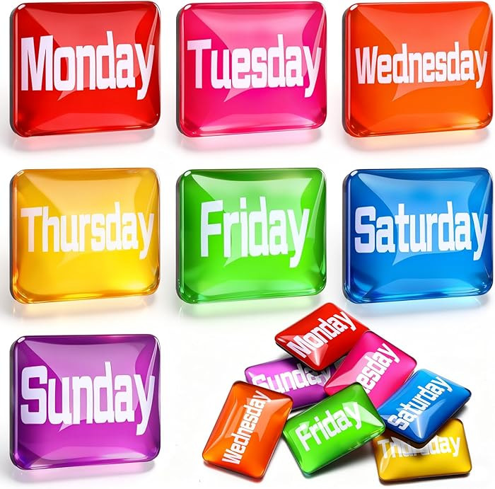 7 Pcs Days of The Week Magnets Magnetic Colorful Week Labels Decorative Glass Inspirational Magne... | Amazon (US)