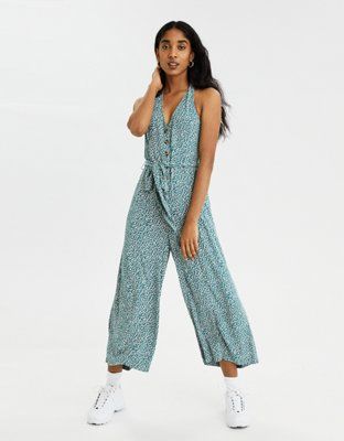 AE Ditsy Print Halter Jumpsuit | American Eagle Outfitters (US & CA)