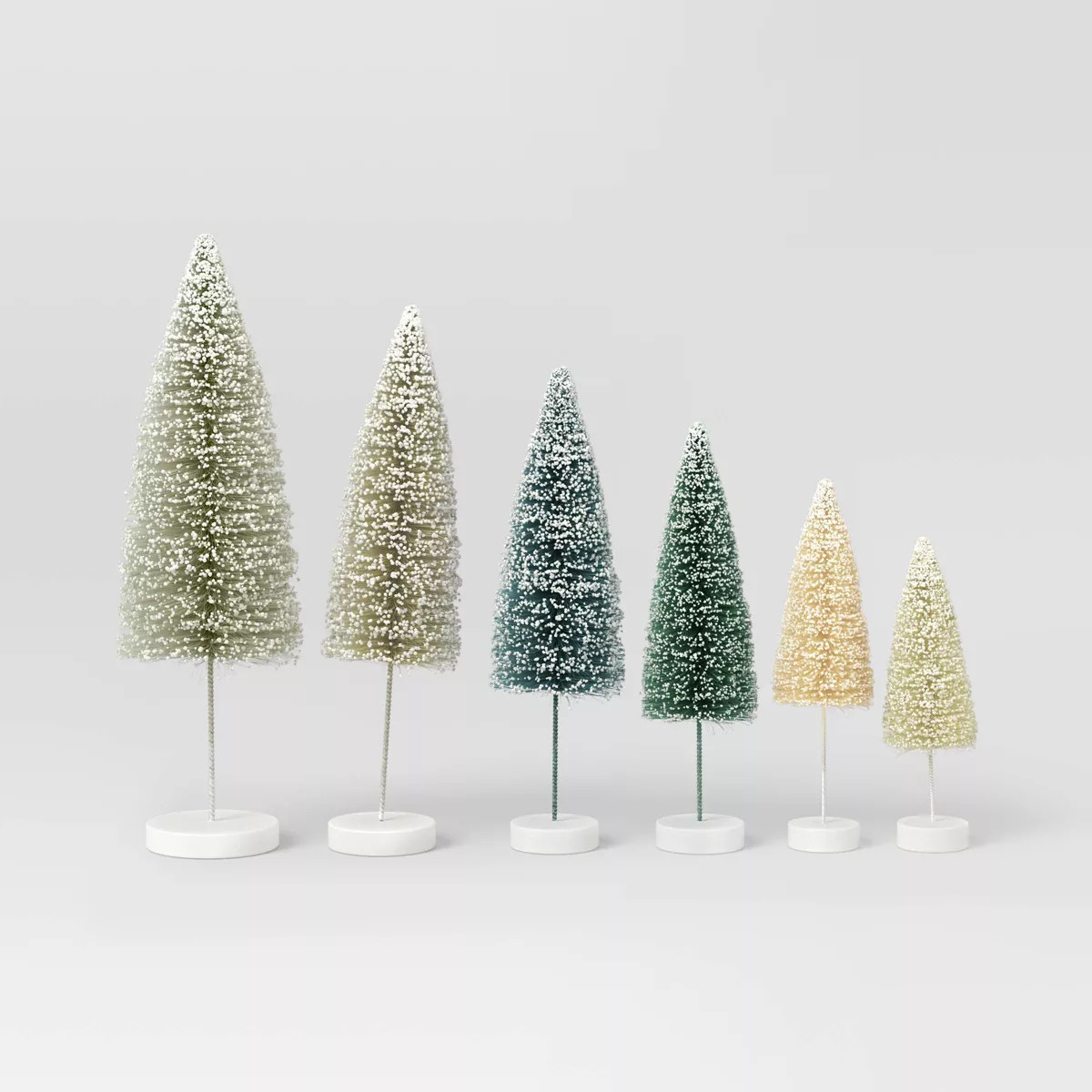 6pc Sisal Bottle Brush Tree Christmas Figurine Set - Wondershop™ | Target