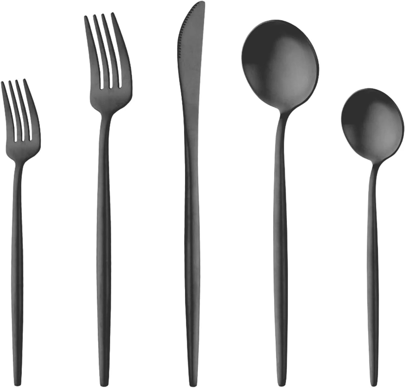 40 Pieces Matte Black Silverware Set, Stainless Steel Black Flatware Set for 8, Satin Finish Spoo... | Walmart (US)