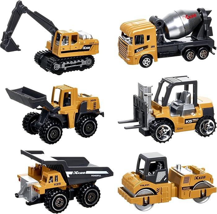 Construction Trucks Vehicles, 6Pcs Die-cast Construction Toys Set, Toys for Boys, Mini Excavator ... | Amazon (US)