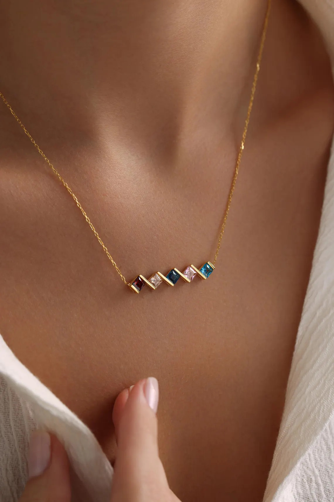 Multi Birthstone Necklace, Gold Family Birthstone Necklace, Silver Custom Necklace, Bridesmaid Gi... | Etsy (DACH)