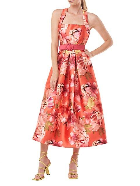 Morgana Flared Floral Belted Midi-Dress | Saks Fifth Avenue