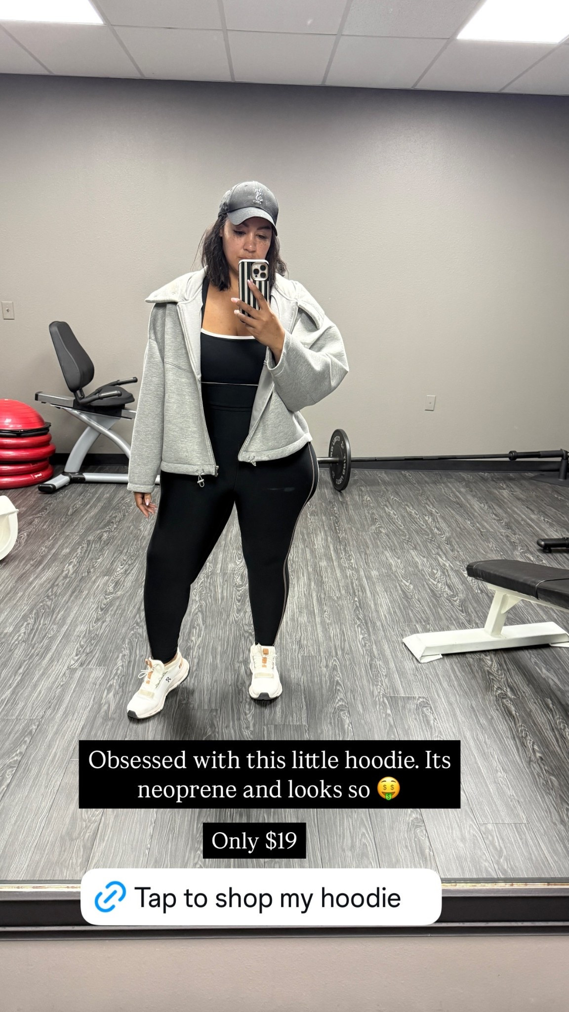 Obsessed with this little hoodie. Its neoprene and looks so 🤑 Only $19