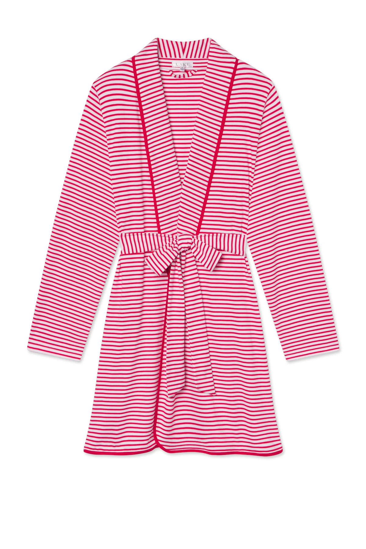 Pima Short Robe in Classic Red Voyager Stripe | Lake Pajamas