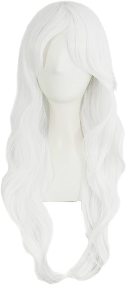 MapofBeauty 28" 70cm Long Curly Hair Ends Costume Cosplay Wig (White) | Amazon (US)