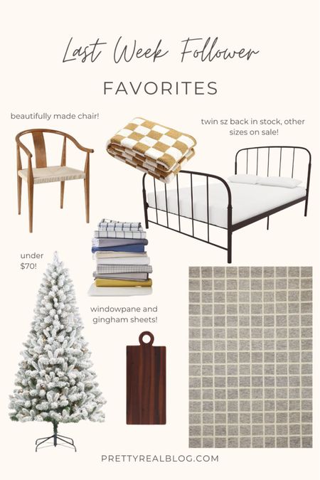 Most purchased/asked for links last week! Metal vintage style bed (the full and queen are less $ than the twin!), grid rug, windowpane rug, CLJ x loloi Polly rug (on serious sale), flocked tree for less than $70- I have and love this tree!, serving board or cutting board for my gallery wall, windowpane sheets, gingham sheets, boy bedding, dining chairs with woven seat. (Solid wood- it’s beautiful!), grid soft throw blanket, checkerboard throw blanket, checkered throw blanket 

#LTKHoliday #LTKhome #LTKkids